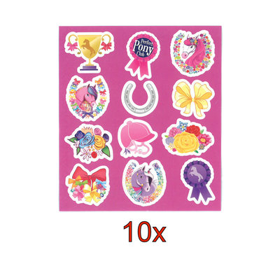 Henbrandt 10 STUKS | KANT-EN-KLARE Gevulde PONY / PAARDEN Traktatie Tas INCLUSIEF Uitdeel Kado's. Bestaande uit: Tasje, Krijtjes, Notitieblok, Flipperspel, Puzzel, Stickervel en Bellenblaas | Meisjes | Tractatiedozen voor Verjaardagen en Kinderfeestjes