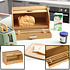 Decopatent Broodtrommel van bamboe hout met Schuifdeksel - Houten brooddoos / brood trommel met schuifdeksel en geïntegreerde brood snijplank - Decopatent®