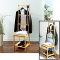 Decopatent Dressboy van bamboe hout - Kledingstandaard met zitting en rekken - Biedt plaats aan schoenen, blouse en broeken - Voor badkamer, slaapkamer en walk-in closet - Decopatent®