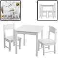 Decopatent Kindertafel met stoeltjes van hout - 1 tafel en 2 stoelen voor kinderen - Wit - Kleurtafel / speeltafel / knutseltafel / tekentafel / zitgroep set - Decopatent®