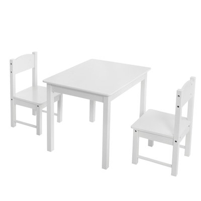 Decopatent Kindertafel met stoeltjes van hout - 1 tafel en 2 stoelen voor kinderen - Wit - Kleurtafel / speeltafel / knutseltafel / tekentafel / zitgroep set - Decopatent®