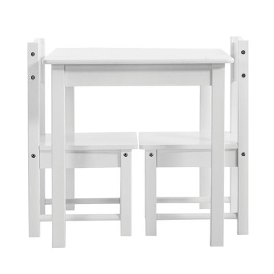 Decopatent Kindertafel met stoeltjes van hout - 1 tafel en 2 stoelen voor kinderen - Wit - Kleurtafel / speeltafel / knutseltafel / tekentafel / zitgroep set - Decopatent®