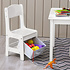 Decopatent Kindertafel met stoeltjes van hout – 1 tafel en 2 stoelen voor kinderen - Wit - Kleurtafel / speeltafel / knutseltafel / tekentafel / zitgroep set - Decopatent®