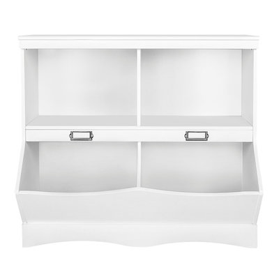 Decopatent Speelgoed Kast / Boekenkast voor kinderen - Opbergkast van hout voor kinderkamer - Voor opbergen van speelgoed, knuffels, boekjes etc. - Kinderkamer Boekenrek / open opberg kast in wit - Decopatent®