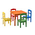 Decopatent Kindertafel met stoeltjes van hout - 1 tafel en 4 stoelen voor kinderen - Rood, blauw, groen geel, oranje - Kleurtafel / speeltafel / knutseltafel / tekentafel / zitgroep set - Decopatent®