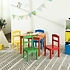 Decopatent Kindertafel met stoeltjes van hout - 1 tafel en 4 stoelen voor kinderen - Rood, blauw, groen geel, oranje - Kleurtafel / speeltafel / knutseltafel / tekentafel / zitgroep set - Decopatent®