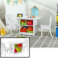 Decopatent Kindertafel met stoeltjes van hout - 1 tafel en 2 stoelen voor kinderen - Met veel opbergruimte - Kleurtafel / speeltafel / knutseltafel / tekentafel / zitgroep set - Decopatent®
