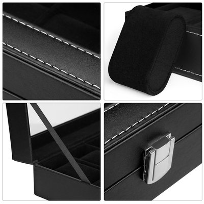 Decopatent Luxe horlogebox voor 12 horloges - Heren en Dames horloge box - Horlogedoos / horlogekist in zwart PU leer - Decopatent®