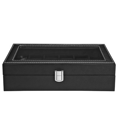 Decopatent Luxe horlogebox voor 12 horloges - Heren en Dames horloge box - Horlogedoos / horlogekist in zwart PU leer - Decopatent®