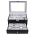 Decopatent Luxe horlogebox voor 20 horloges - Heren en Dames horloge box - Grote horlogedoos / horlogekist in zwart met grijs - PU leer - XXL 2 etages - Decopatent®
