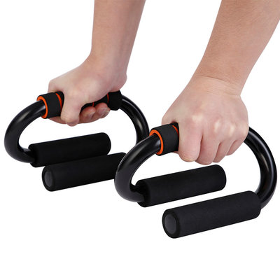 Decopatent Push up bars - Set van 2 stuks - Stevige opdruksteunen voor push ups - S-Vorm voor hoge stabiliteit - Foam handvatten voor extra grip - Zwart met oranje - Decopatent®