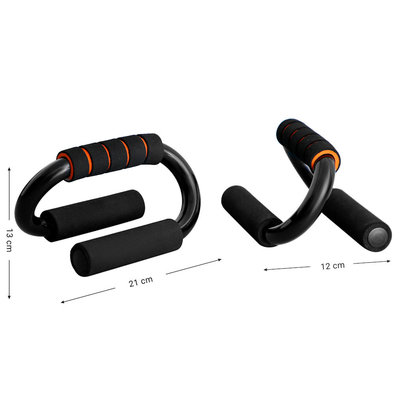 Decopatent Push up bars - Set van 2 stuks - Stevige opdruksteunen voor push ups - S-Vorm voor hoge stabiliteit - Foam handvatten voor extra grip - Zwart met oranje - Decopatent®