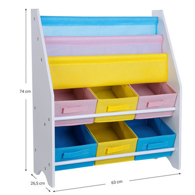 Decopatent Opbergkast kinderen en boekenkast in 1 - Opbergrek voor opbergen van boekjes, speelgoed en knuffels - Kinderkast / organizer / speelgoedkast voor kinderkamer in wit - Decopatent®