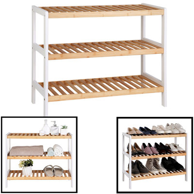 Decopatent Schoenenrek bamboe hout - Voor 9 paar schoenen - 70 cm breed - Rek met 3 etages - Opbergrek met moderne uitstraling - Ook als open badkamerrek / organizer voor badkamer - Decopatent®
