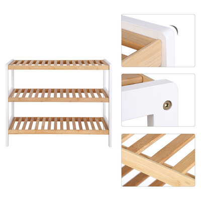 Decopatent Schoenenrek bamboe hout - Voor 9 paar schoenen - 70 cm breed - Rek met 3 etages - Opbergrek met moderne uitstraling - Ook als open badkamerrek / organizer voor badkamer - Decopatent®