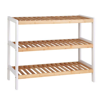 Decopatent Schoenenrek bamboe hout - Voor 9 paar schoenen - 70 cm breed - Rek met 3 etages - Opbergrek met moderne uitstraling - Ook als open badkamerrek / organizer voor badkamer - Decopatent®