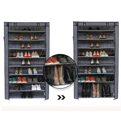 Decopatent Schoenenrek XXL voor 40 paar schoenen - Met hoes - Opbergsysteem van metaal met kunststof verbindingen - Organizer voor schoenen opbergen - Staand opbergrek - Schoenenkast grijs - Decopatent®