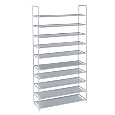 Decopatent Schoenenrek XXL voor 50 paar schoenen - 10 etages - Organizer voor schoenen opbergen - Staand rek / opbergrek - Schoenenkast grijs - Opbergsysteem van metaal met kunststof verbindingen - Decopatent®