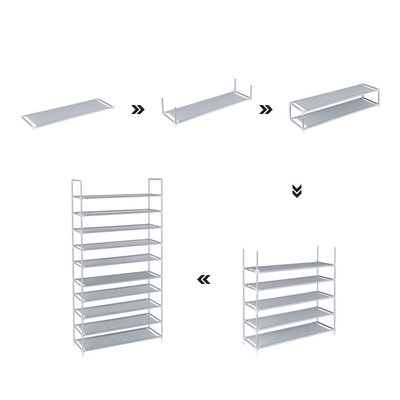 Decopatent Schoenenrek XXL voor 50 paar schoenen - 10 etages - Organizer voor schoenen opbergen - Staand rek / opbergrek - Schoenenkast grijs - Opbergsysteem van metaal met kunststof verbindingen - Decopatent®