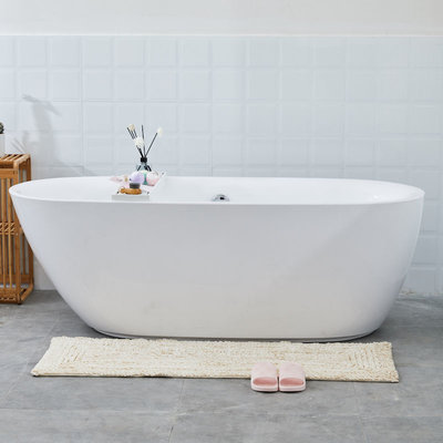 Decopatent Decopatent® Bamboe badrekje voor over bad - 70 Cm lang - Badrek - Badplank - Badbrug - Houten - bad tafeltje - Kleur: Wit