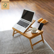 Decopatent Laptoptafel voor op Bank of bed van bamboe hout - Met Telefoon & Tablet houder - Hoogte verstelbaar, kantelbaar & Inklapbaar - Bedtafel / Banktafel voor laptop, boek, tablet - Ontbijt op bed tafel - Decopatent®