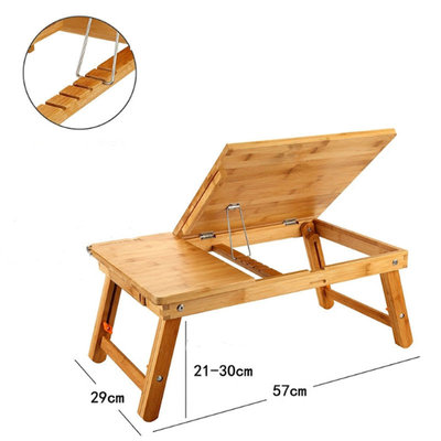 Decopatent Laptoptafel voor op schoot voor bed of op de bank van bamboe hout - Hoogte verstelbaar, kantelbaar & Inklapbaar - Bedtafel voor laptop, boek, tablet - Ontbijt op bed tafel - Decopatent®