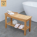 Decopatent Stevig Badkamerbankje van bamboe hout - Stevig houten bankje voor badkamer - Handig als badkamerkruk / badkamerstoel - Decopatent®