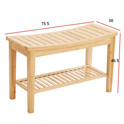 Decopatent Stevig Badkamerbankje van bamboe hout - Stevig houten bankje voor badkamer - Handig als badkamerkruk / badkamerstoel - Decopatent®