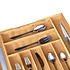 Decopatent Uitschuifbare bestekbak voor keukenla – 7 Vaks -> Uitschuifbaar naar 9 Vaks - Bestek organizer van hoogwaardig bamboe hout – Bestekcassette uitschuifbaar - 34-49 x 44 x 6 Cm. - Decopatent®