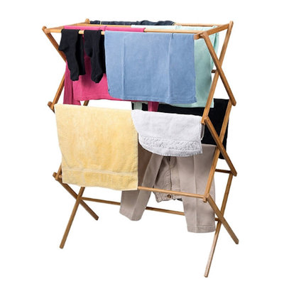 Decopatent Groot opvouwbaar Handdoekenrek - bamboe handdoekenhouder - handdoekrek hout - opklapbaar rek voor handdoeken en kleding - Handdoeken standaard - Decopatent®