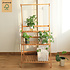 Decopatent Plantenrek van bamboe hout - Plantentrap / bloemenrek voor binnen - Plantenetagere met 3 etages + Stang voor Hangplanten - Staand rek voor planten en bloemen - Decopatent®