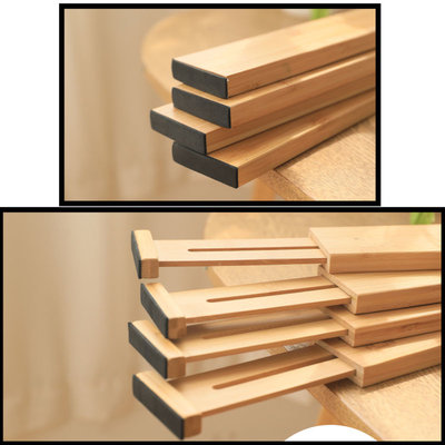 Decopatent Ladeverdelers Uitschuifbaar Bamboe hout - Bamboe Lade Organizer voor Bestek / Keuken / Bureau / Make-Up - Bestekbak - Verstelbare Opbergbak van 34 -> 43.5 Cm. - Set van 4 Stuks - Decopatent®