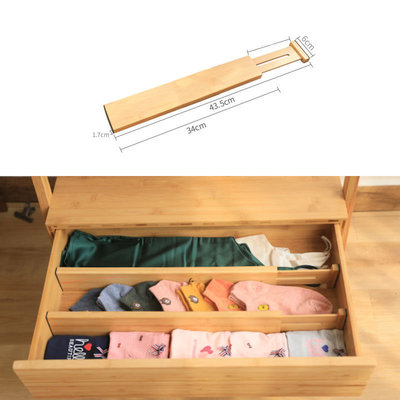 Decopatent Ladeverdelers Uitschuifbaar Bamboe hout - Bamboe Lade Organizer voor Bestek / Keuken / Bureau / Make-Up - Bestekbak - Verstelbare Opbergbak van 34 -> 43.5 Cm. - Set van 4 Stuks - Decopatent®