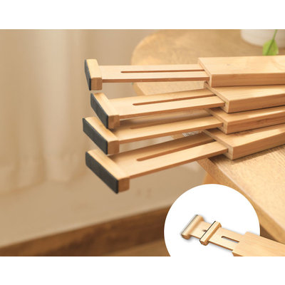 Decopatent Ladeverdelers Uitschuifbaar Bamboe hout - Bamboe Lade Organizer voor Bestek / Keuken / Bureau / Make-Up - Bestekbak - Verstelbare Opbergbak van 34 -> 43.5 Cm. - Set van 4 Stuks - Decopatent®
