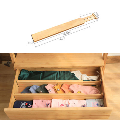 Decopatent Ladeverdelers Uitschuifbaar Bamboe hout - Bamboe Lade Organizer voor Bestek / Keuken / Bureau / Make-Up - Bestekbak - Verstelbare Opbergbak van 45 -> 56.5 Cm.  - Set van 4 Stuks - Decopatent®