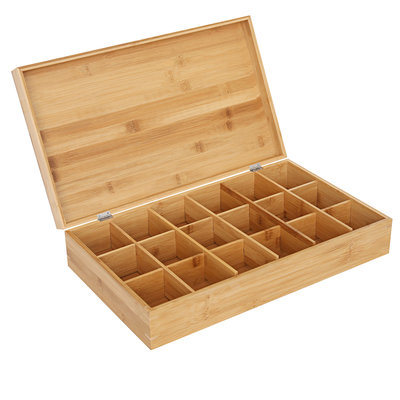 Decopatent Luxe grote theedoos van bamboe hout – 18 vaks theekist voor thee - Decopatent