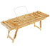 Decopatent 2-in-1 verstelbaar bamboe badrekje / ontbijt op bed dienblad - Voor bed en bad – 75 tot 110,5 cm lang – Badplank / badbrug geschikt voor telefoon, tablet, boek – Bad tafeltje van hout met pootjes - Decopatent