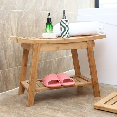 Decopatent Luxe Bamboe badkamer bankje - Bankje met opbergvak - Houten badkamer bank -  Badkamerkruk van Bamboe hout - Decopatent®