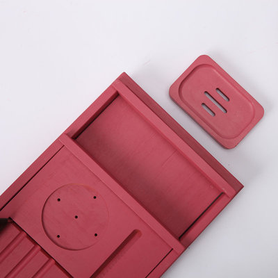 Decopatent Luxe Badrek verstelbaar van 75 -> 110 Cm - Bamboe Bad rek voorzien van houder voor Telfoon, Tablet, Boek, Zeep, Bier, of Wijn - Om zo ontspannend Wijn of Bier te drinken in bad - Terwijl je een Boek leest of je favoriete serie kijkt - Rose - Decopatent®