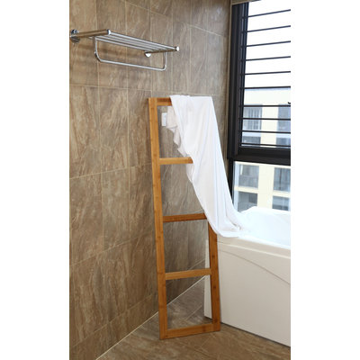 Decopatent Staande Bamboe handdoeken Ladder Rek -  badkamer handdoekhouder voor tegen de muur - handdoekladder - handdoekenrek hout - handdoekrek - Decopatent®