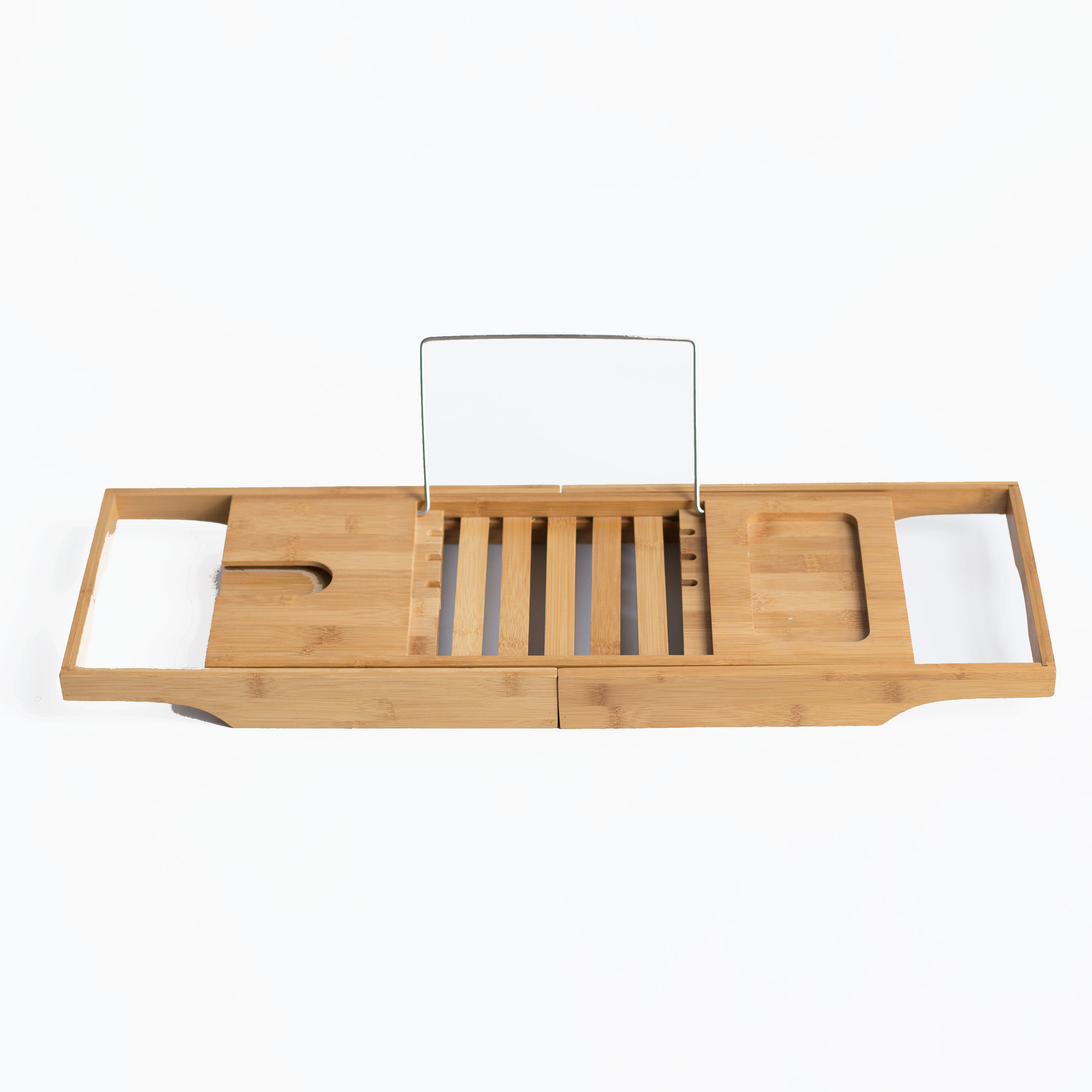 Decopatent® Universeel Badrek verstelbaar van 70.5 -> 97 Cm - Met Boekenhouder - Tablethouder - Bamboe - Hout - Badplank - Natural - Decopatent® Universeel Badrek verstelbaar van 70.5 -> 97 Cm - Met Boekenhouder - Tablethouder - Bamboe - Hout - Badplank - Natural -