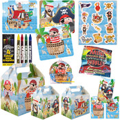 Henbrandt 10 STUKS | LUXE PIRATEN Traktatie Doos INCLUSIEF Uitdeel Kado's. Bestaande uit: Uitdeelbox, Krijtjes, Notitieblok, Flipperspel, Puzzel, Stickervel en Bellenblaas | Jongens | Tractatiedozen voor Verjaardagen en Kinderfeestjes