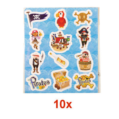 Henbrandt 10 STUKS | LUXE PIRATEN Traktatie Doos INCLUSIEF Uitdeel Kado's. Bestaande uit: Uitdeelbox, Krijtjes, Notitieblok, Flipperspel, Puzzel, Stickervel en Bellenblaas | Jongens | Tractatiedozen voor Verjaardagen en Kinderfeestjes