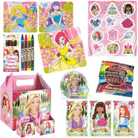 Henbrandt 10 STUKS | LUXE PRINSESSEN Traktatie Doos INCLUSIEF Uitdeel Kado's. Bestaande uit: Uitdeelbox, Krijtjes, Notitieblok, Flipperspel, Puzzel, Stickervel en Bellenblaas | Meisjes | Tractatiedozen voor Verjaardagen en Kinderfeestjes