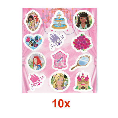 Decopatent 10 STUKS | LUXE PRINSESSEN Traktatie Doos INCLUSIEF Uitdeel Kado's. Bestaande uit: Uitdeelbox, Krijtjes, Notitieblok, Flipperspel, Puzzel, Stickervel en Bellenblaas | Meisjes | Tractatiedozen voor Verjaardagen en Kinderfeestjes