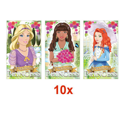 Decopatent 10 STUKS | LUXE PRINSESSEN Traktatie Doos INCLUSIEF Uitdeel Kado's. Bestaande uit: Uitdeelbox, Krijtjes, Notitieblok, Flipperspel, Puzzel, Stickervel en Bellenblaas | Meisjes | Tractatiedozen voor Verjaardagen en Kinderfeestjes