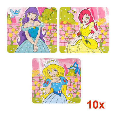 Henbrandt 10 STUKS | LUXE PRINSESSEN Traktatie Tas INCLUSIEF Uitdeel Kado's. Bestaande uit: Tasje, Krijtjes, Notitieblok, Flipperspel, Puzzel, Stickervel en Bellenblaas | Meisjes | Tractatiedozen voor Verjaardagen en Kinderfeestjes