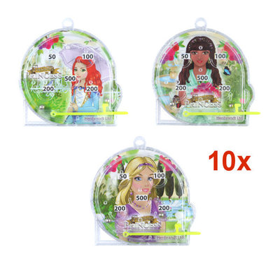 Decopatent 10 STUKS | LUXE PRINSESSEN Traktatie Tas INCLUSIEF Uitdeel Kado's. Bestaande uit: Tasje, Krijtjes, Notitieblok, Flipperspel, Puzzel, Stickervel en Bellenblaas | Meisjes | Tractatiedozen voor Verjaardagen en Kinderfeestjes