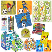 Henbrandt 10 STUKS | LUXE VOETBAL Traktatie Doos INCLUSIEF Uitdeel Kado's. Bestaande uit: Uitdeelbox, Krijtjes, Notitieblok, Flipperspel, Puzzel, Stickervel en Bellenblaas | Jongens | Tractatiedozen voor Verjaardagen en Kinderfeestjes