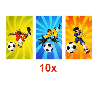 Decopatent 10 STUKS | LUXE VOETBAL Traktatie Tas INCLUSIEF Uitdeel Kado's. Bestaande uit: Tasje, Krijtjes, Notitieblok, Flipperspel, Puzzel, Stickervel en Bellenblaas | Jongens | Tractatiedozen voor Verjaardagen en Kinderfeestjes